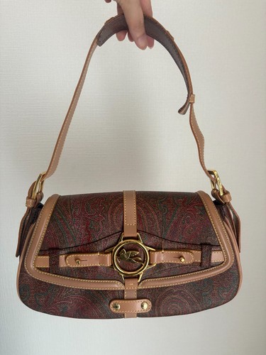 ETRO Shoulder Bag Brown Paisley PVC Leather Gold Pegaso – Excellent Cond - Picture 2 of 18