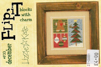 LIZZIE KATE FLIP IT BLÖCKE ''DEZEMBER'' KREUZSTICHKARTE (#F33) 2004 - NEU