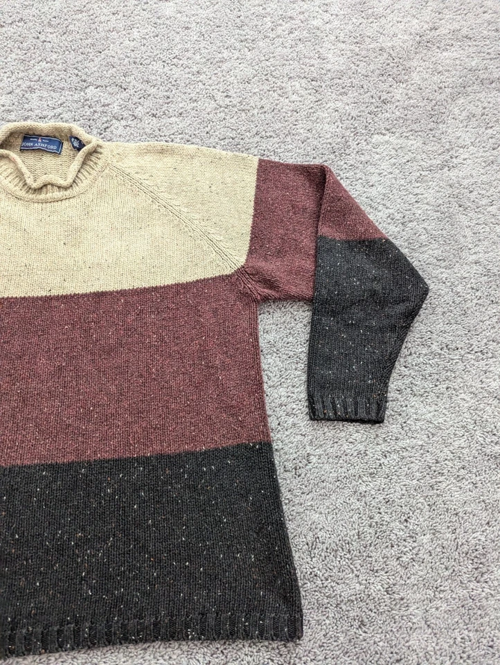 Vintage John Ashford Sweater Mens Large Knit Colorblock 15% Wool - Imagem 2 de 4