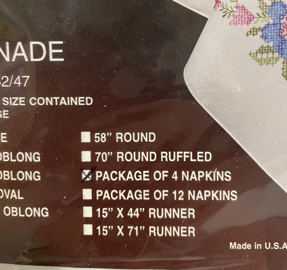 Tobin Home Fashions Estampado Punto de Cruz Kit 4 Servilletas Serenata NUEVO Foto 3 de 4