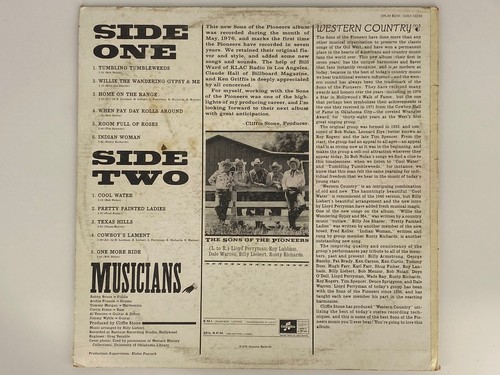 The Sons Of The Pioneers - WESTERN COUNTRY 12” Vinyl LP - Picture 2 of 6