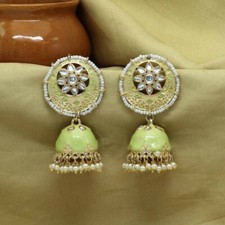 Green Kundan Earrings/Meenakari Earrings/Indian Earring/Indian Jewelry