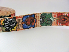 Hogwarts Style 1 inch Grosgrain Ribbon Crest Animals Vertical