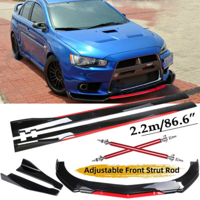 For Mitsubishi Lancer Front Bumper Lip Splitter Spoiler Side Skirt Bod Kit