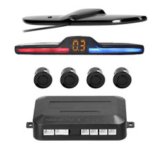 4 Parking Sensors LED Car Auto Backup Reverse Rear Radar System Alert Alarm Kit