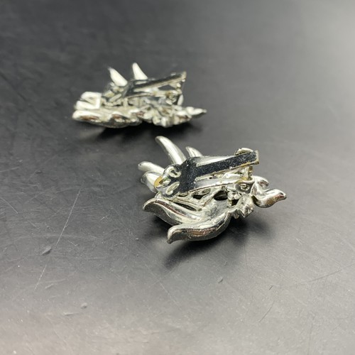Orecchini Clip On Tono Argento Foglie Foglie Classico Vintage - Foto 6 di 7