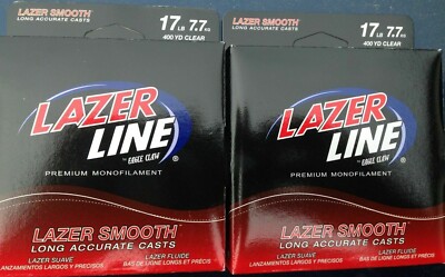 2 Spools 17 Pound Test Laser Line Made In The USA Eagle Claw 400 Yd Each Fishing