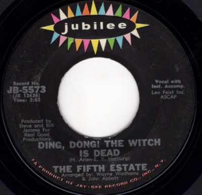 The Fifth Estate   Ding Dong! The Witch Is Dead 1967 Jubilee Rock VG Plays Clean