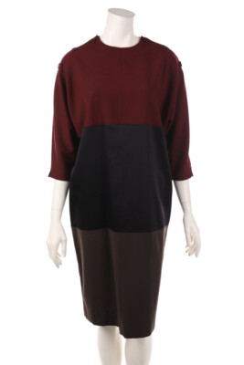 FERRE dress Pure Virgin Wool L bordeaux black Studio 0001