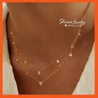 18K GOLD FILLED TRIANGLE RECTANGLE SIMULANT DIAMOND DROPS STACK STATION NECKLACE