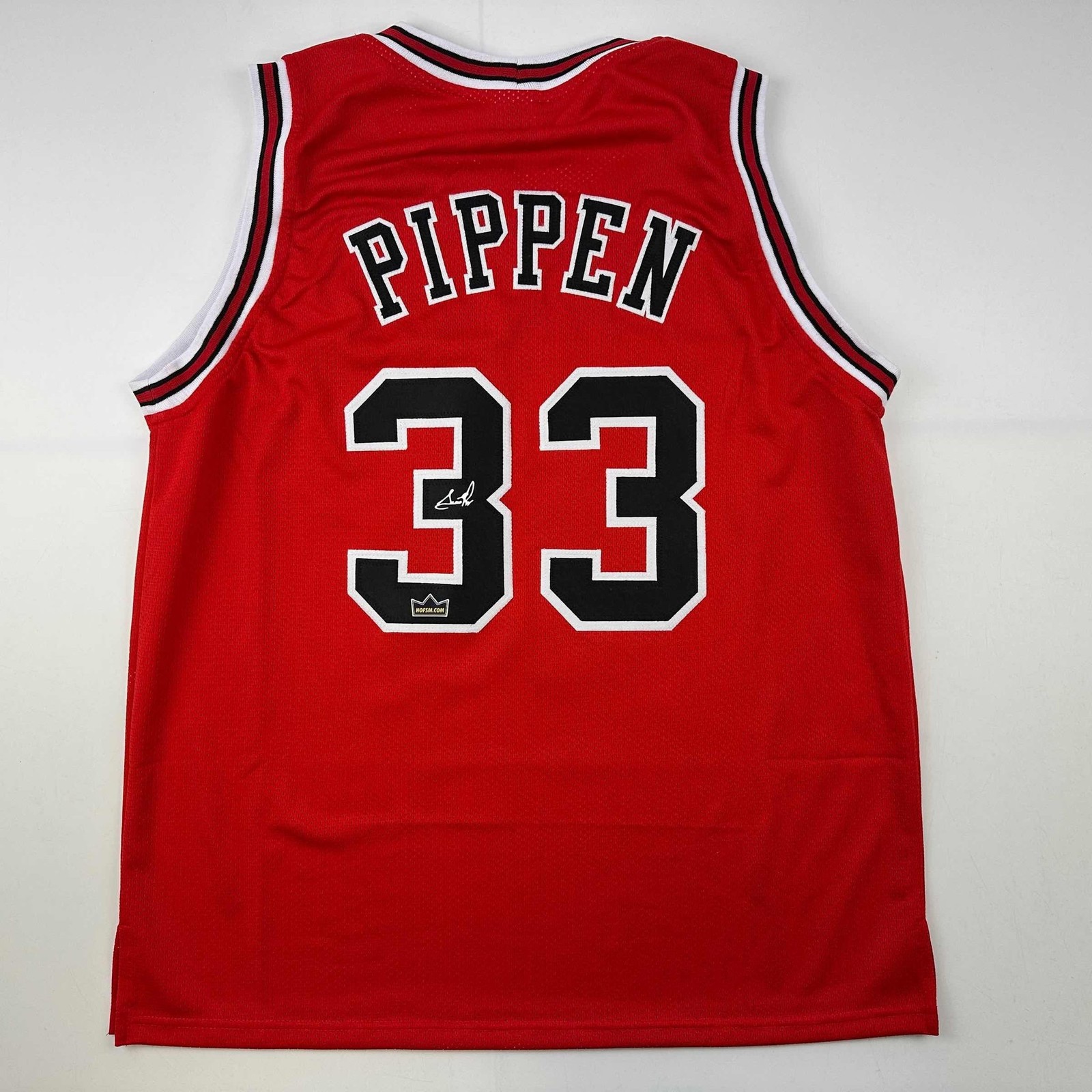 Facsimile Autographed Scottie Pippen Chicago Red Auto Jersey Men's XL