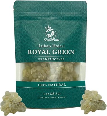 Royal Green Frankincense Hojari from Oman Boswellia Sacra Pure Incense Chruch In