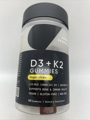 Vegan Vitamin D3 + K2 Gummy Supplements - 5000iu D3 + 100mcg Mk7 - 60 Gummies