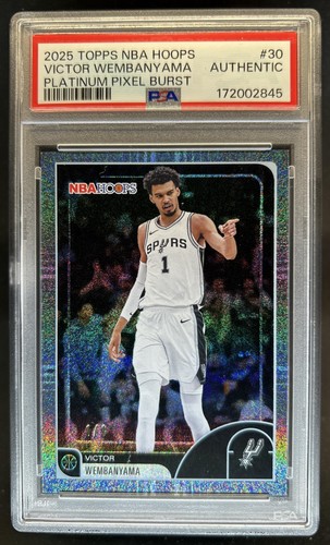 2025-26 Topps Hoops Victor Wembanyama Pixel Burst Platinum #1/1 PSA Authentic