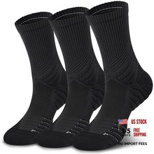 Compression Running Socks for men, Coolmax Anti-Blister Medium Black 3 Pairs