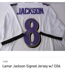 Lamar Jackson Signed Baltimore Ravens NFL Football #8 Jersey, COA