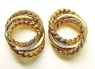 14K Gelbgold Ohrstecker Seil & glatte Texturen mit einem schönen Wirbel Stil