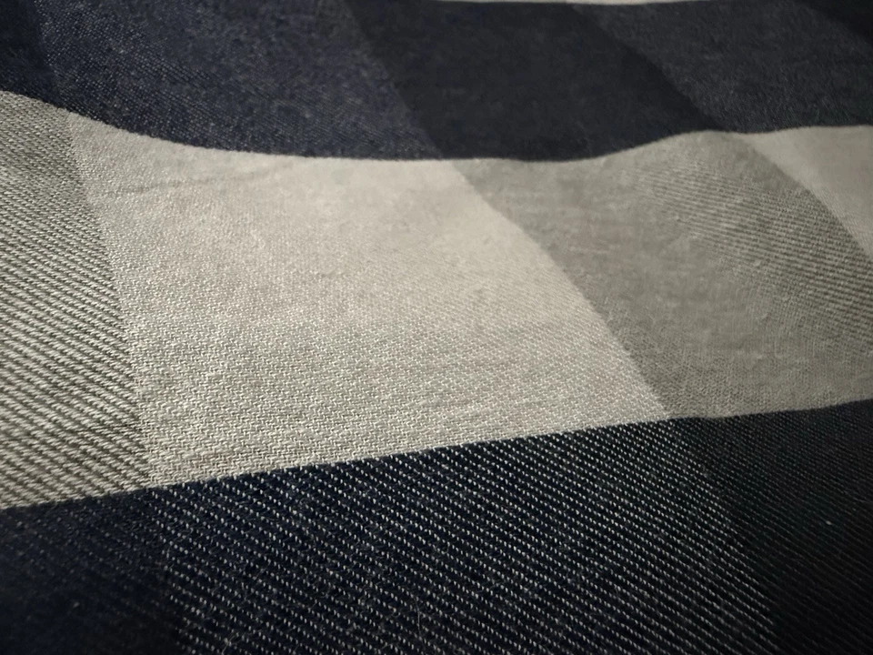 Restoration Hardware diestro bebé y niño doble edredón a cuadros/guinga azul marino, gris, blanco Foto 2 de 4