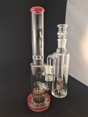 C2 Custom Creations Heady Glass Pipe, Bong 18mm Slide With Custom Ash Catcher. 