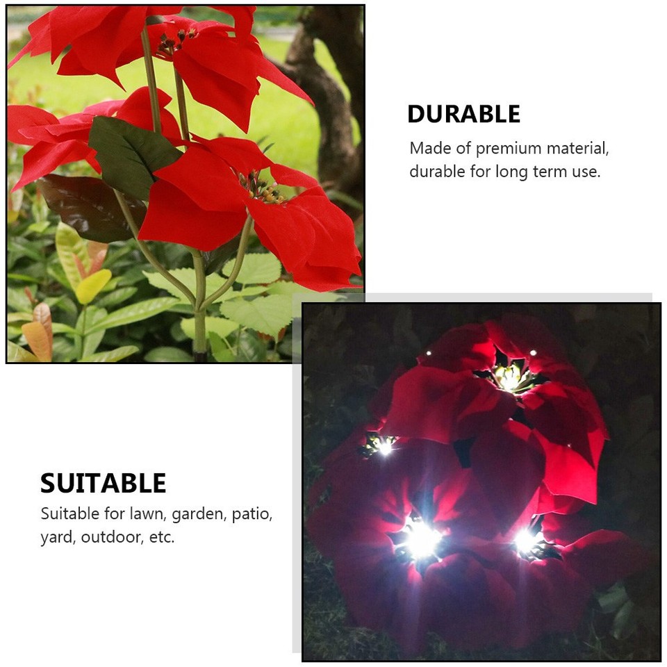 Red Insett 8Pcs Durable Solar Christmas Flower Lawn Insert Lamp Red for Outdoor ...
