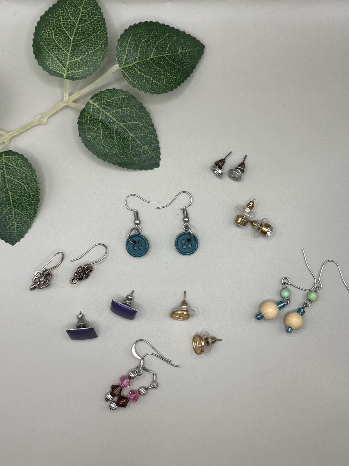 Earring Bundle Lot – Studs & Dangles – Button, Be… - image 2