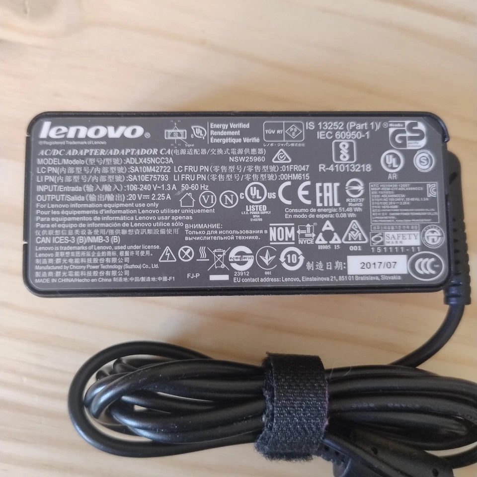 CHARGEUR LENOVO ADLX45NCC3A 20V 2.25A 45W excellent état - Photo 1/2