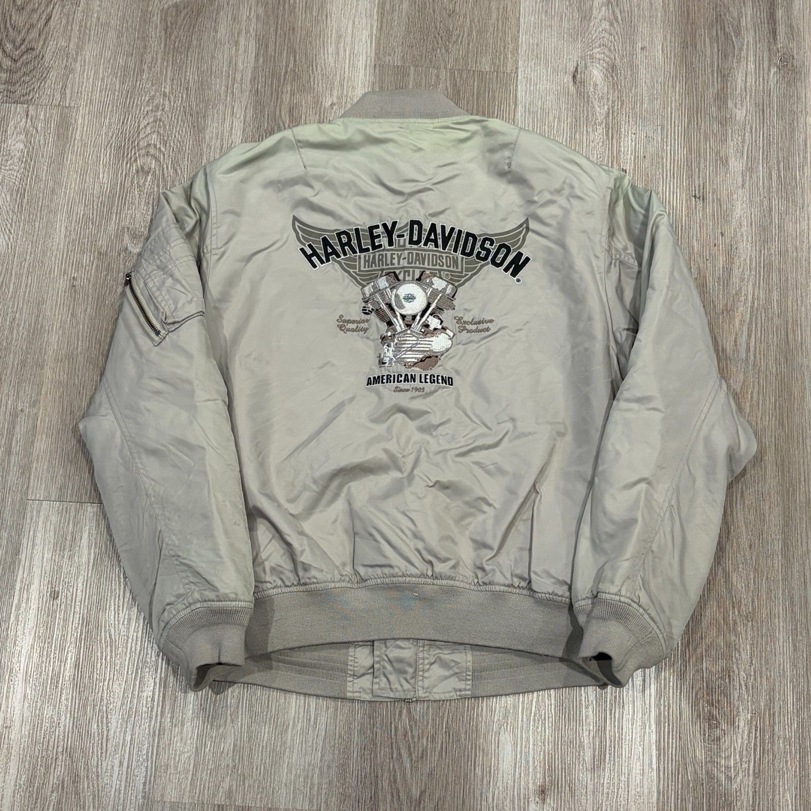 Vintage 90s 00s Harley Davidson Full Zip Satin Bomber Jacket Men's Size Large