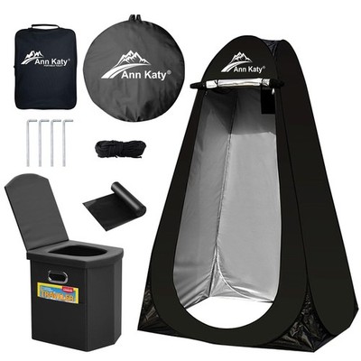 Portable Toilet with Pop Up Privacy Tent,XL Large Portable Toilet for Adults,...