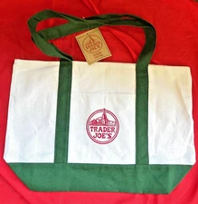 NEW Large green Trader Joe’s  heavy Reuseable Grocery Tote bag