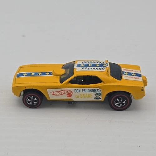 Vintage 1969 Hot Wheels Redline Funny Car:  Yellow Don Prudhomme Snake