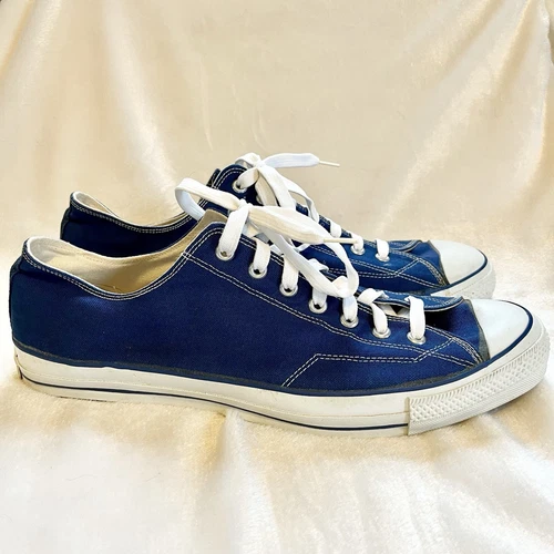 Converse All Star Chuck Taylor Low vintage anni 70 da uomo taglia 16 blu made in USA PULITE