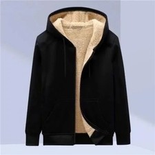 Mens Sherpa Fleece Fur Lined Winter Hoodie Warm Jacket Thick Hooded Full Zip