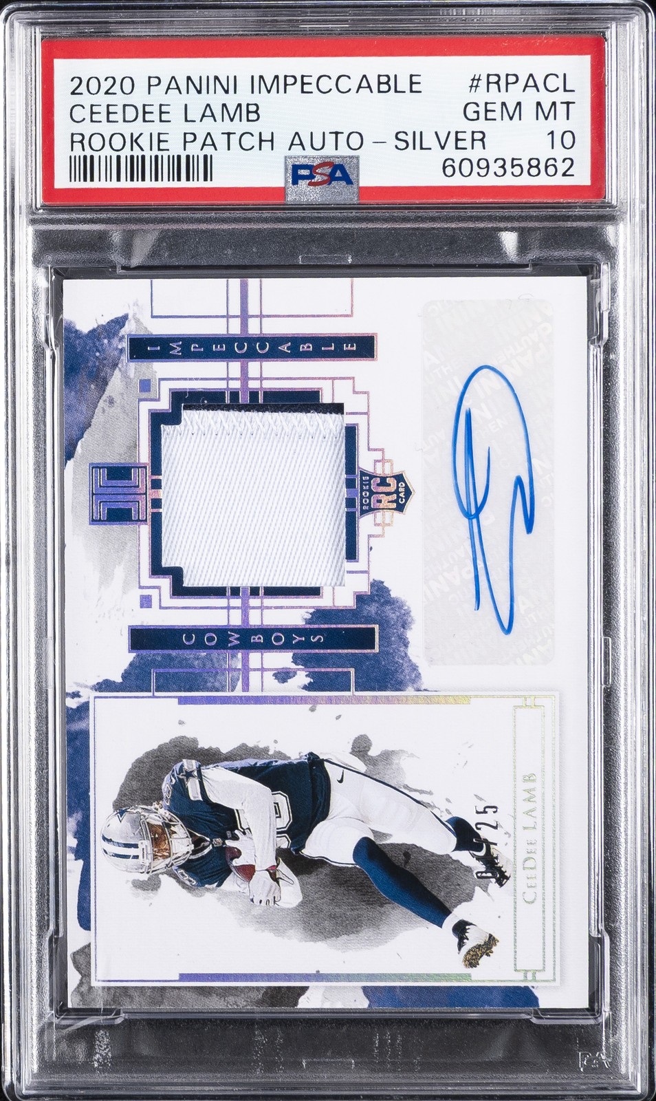 CeeDee Lamb Panini Impeccable Rookie Patch Autographs #RPACL Silver