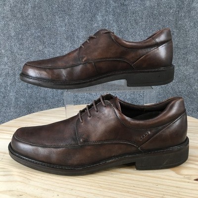 Ecco Holton Dress Shoes Mens 12 Oxford Apron Toe Lace Up Casual Comfort Brown