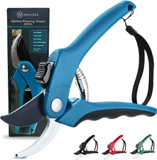 Nevlers 8" Blue Bypass Pruning Shears | Pruners for Gardening W/Stainless Steel
