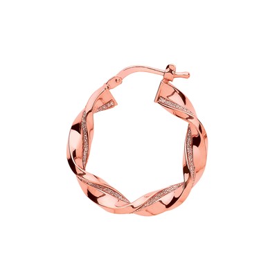 Rose Silver Jewelco London Square Tube Twist Moondust Hoop Earrings 25mm