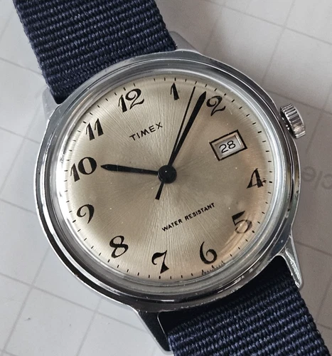 Timex Marlin M25 Mens 1976 Vintage Date Watch Hand-Wind Runs Not Serviced