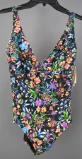 Profile by Gottex Tie Front One Piece Swimsuit MSRP $154 Size 10 # 17C 653 Blm