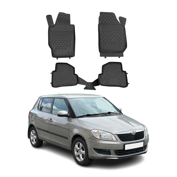 Omac Gummimatten FußMatten FüR Skoda Fabia 2007-2014 TPE Automatten Schwarz 4X-image