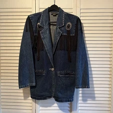 Next Move Denim Jacket / Fringe Coat - Women’s Sz Medium