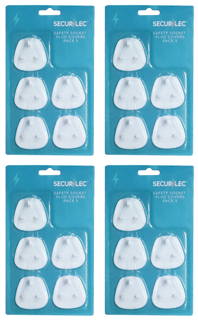 20x Securlec Safety Plug Cover Mains Socket Protector Baby Child Electric Insert