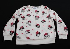 Disney Girl's Minnie Mouse Plush Long Sleeve Pullover EH6 White Large NWT