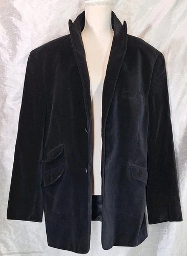 JF J.FERRAR XXL Modern Fit Black Velvet Corduroy Blazer Jacket Sport Coat Unisex - product listing photo