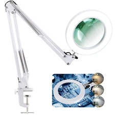 Magnifying Glass with Light and Stand, 5 Inches 10X Real Glass Lens, 3 Color ...