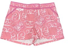 Vintage Lilly Pulitzer Girls Shorts Size 12 Pink White Butterflies Preppy