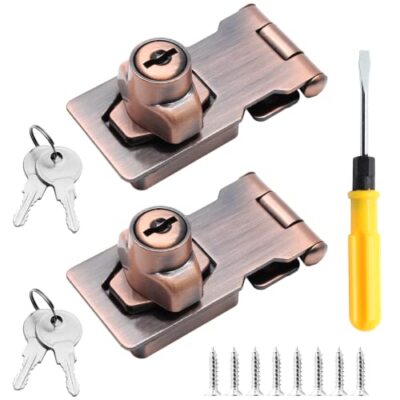 2 Packs 2.5 Inch Keyed Hasp Locks with Lock Keyed Different Hasp Latch Twist 