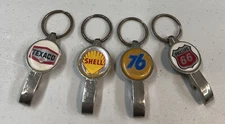4 Gas Station Metal Keychain Beer Bottle Opener (Texaco~Shell~76 Union~Phillips)