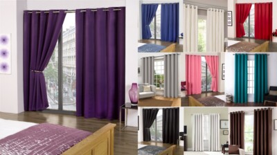 Thermo Verdunkelungsvorhänge Vorgefertigte Ösen Ring Top Raffbänder AUSVERKAUFSPREISE