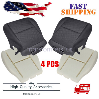 For 2007-2014 Chevy Silverado Front Bottom Cloth Seat Cover & Foam Cushion Black
