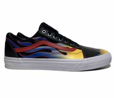 Vans Old Skool Racer Flames Mens Size 11.5 Skateboarding Casual Retro Sneakers
